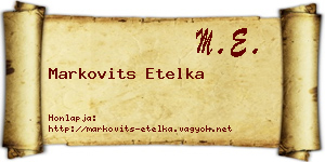 Markovits Etelka névjegykártya